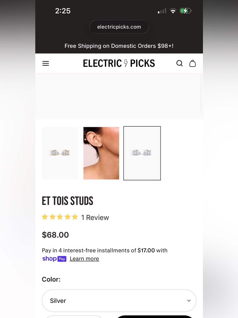NWT Electric picks et tois earrings in silver